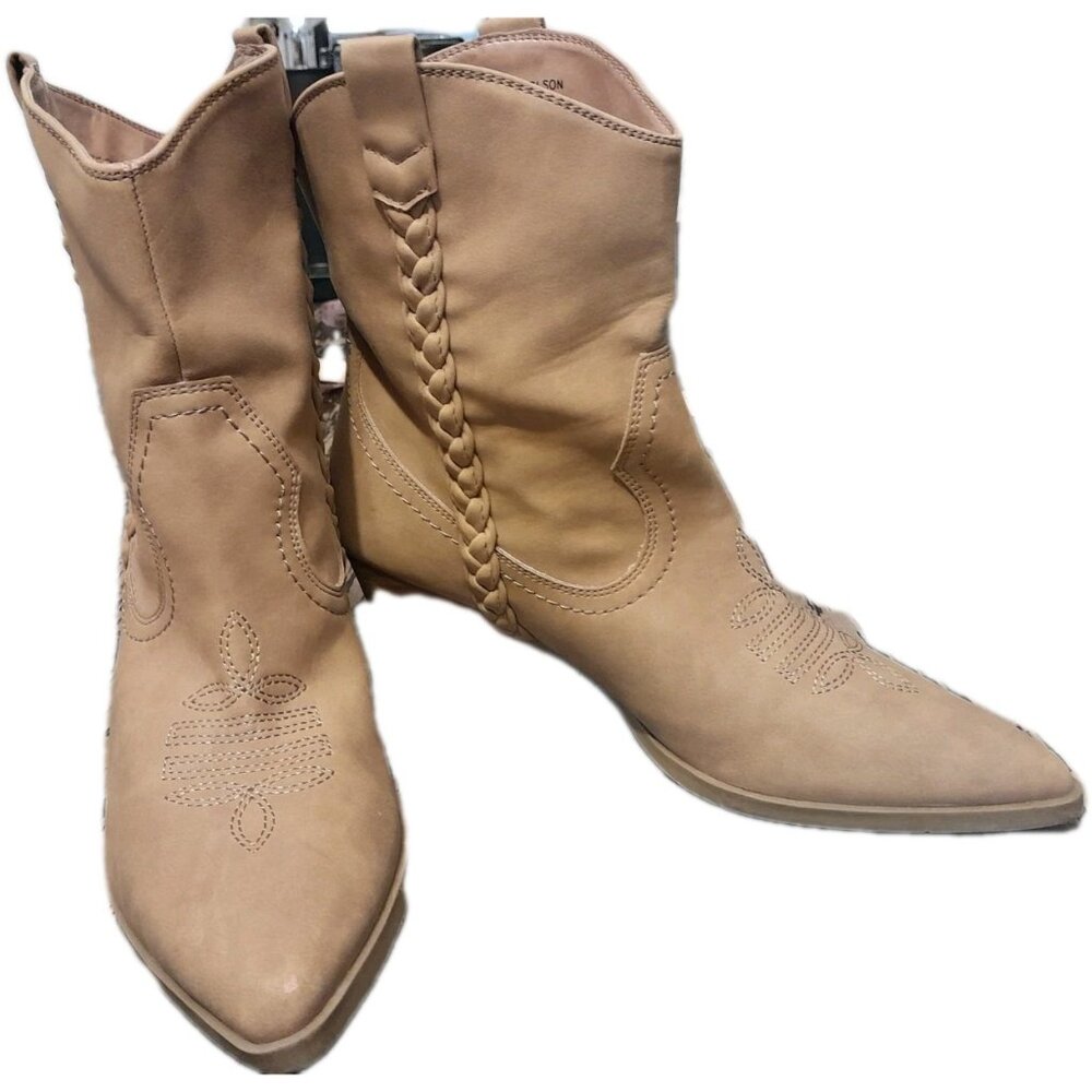 Dolce Vita Koolson Western Faux Leather Cowgirl Rodeo Booties Size 9 Tan - Picture 2 of 11